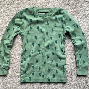 Green Tree-Print Long Sleeve Pajama Top